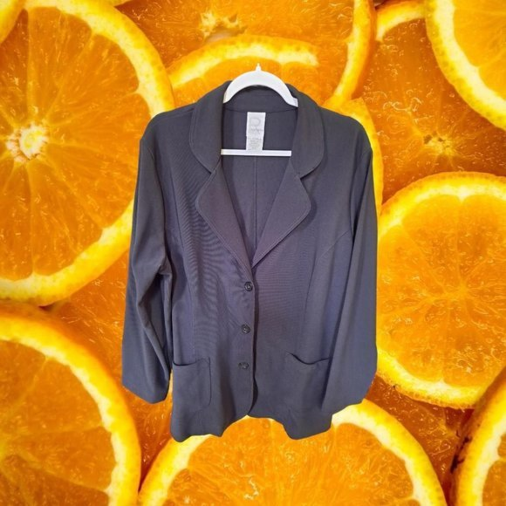 VINTAGE Roaman's Black Button Down Blazer Size Large